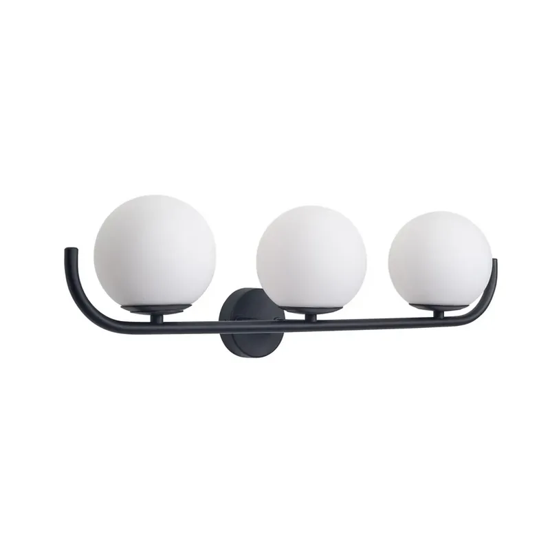 Express Levering Forlight wandlamp Sfera Triple, zwart, glas, breedte 58 cm