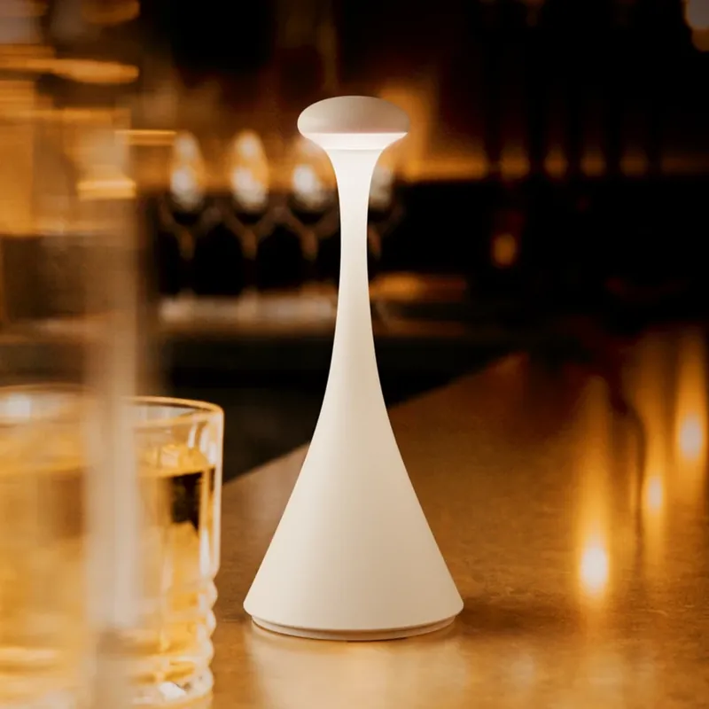LED oplaadbare tafellamp Nudrop mini, sneeuwwit, IP54, dimbaar Veilige Betaling