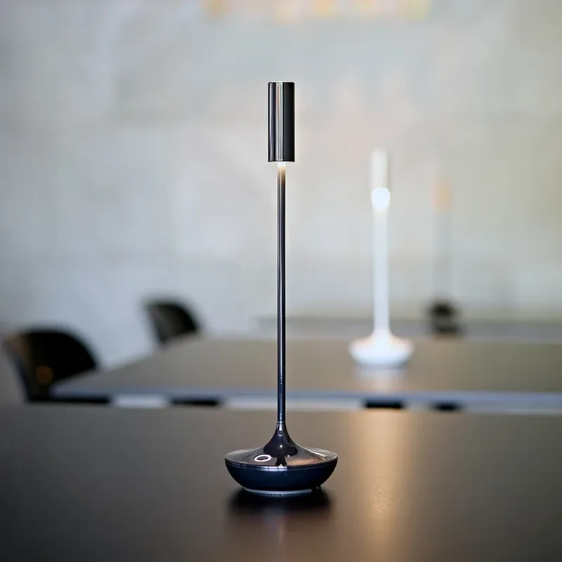 Betaalbaar Nucandle LED oplaadbare tafellamp, zwart, IP54, dimbaar