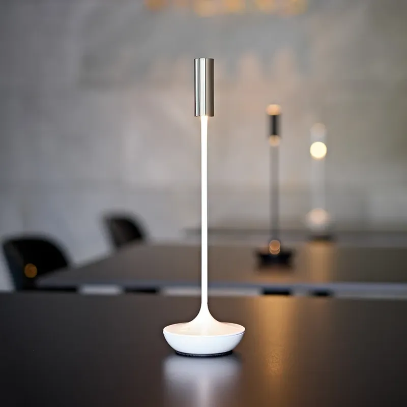 Nucandle LED oplaadbare tafellamp, wit/zilver, IP54, dimbaar Laatste Versie