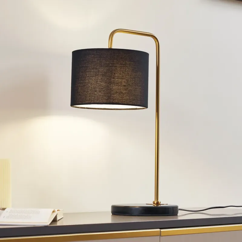Lindby Hillary tafellamp, zwart/goud, marmer, 49 cm Goedkoop
