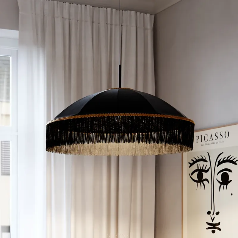 Aanbieding By Rydéns hanglamp Francis, zwart, Ø 60 cm, textiel