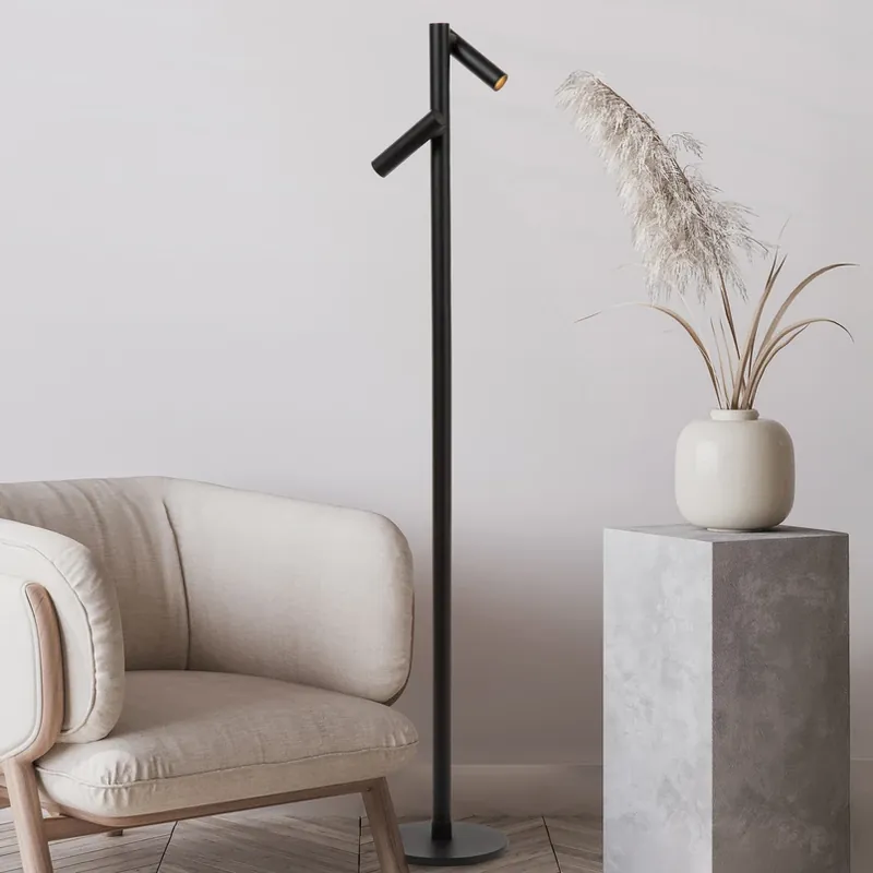 Antrim LED vloerlamp, zwart, 2-lamps, IP54, dimbaar Merkproduct