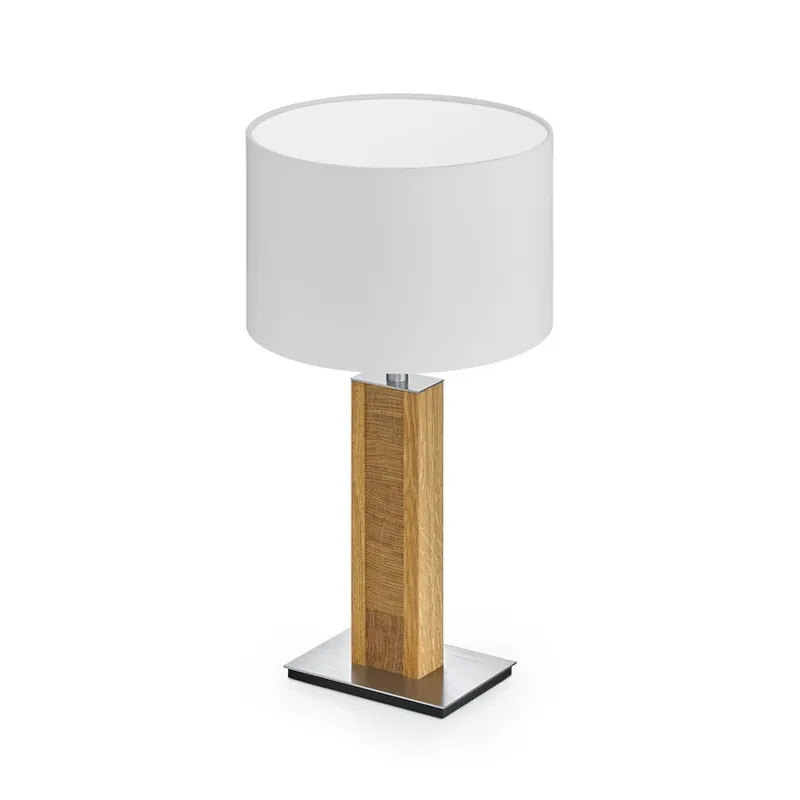 HerzBlut tafellamp Karl K, rond, hout, wit, 44 cm, E27 Alleen Vandaag