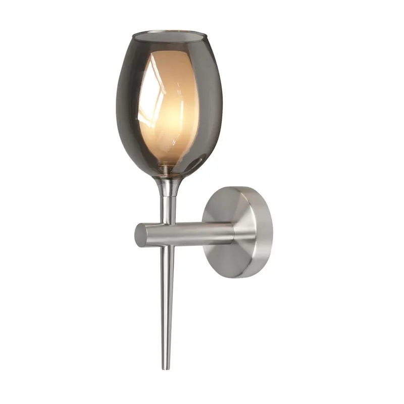 Belle wandlamp, rookgrijs/nikkel, hoogte 39 cm, glas Express Levering