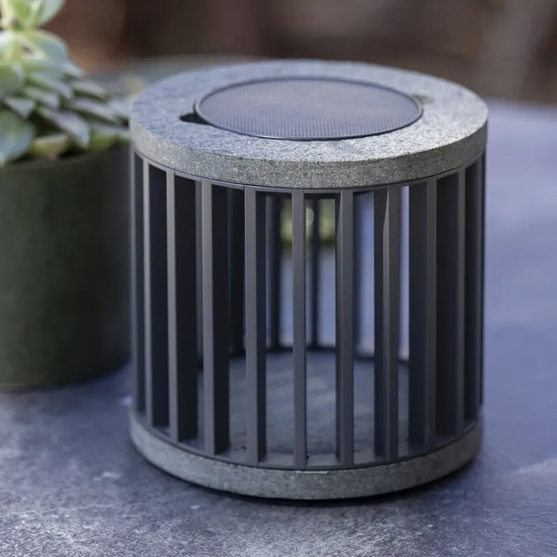 Les Jardins LED tafellamp op zonne-energie Halo, grijs, aluminium Finale Uitverkoop