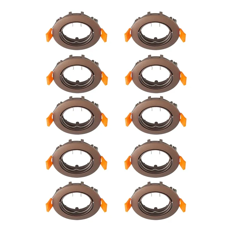 Laatste Versie Prios plafond inbouwlamp Fibur, brons, zink, Ø 8.2cm, 10 stuks