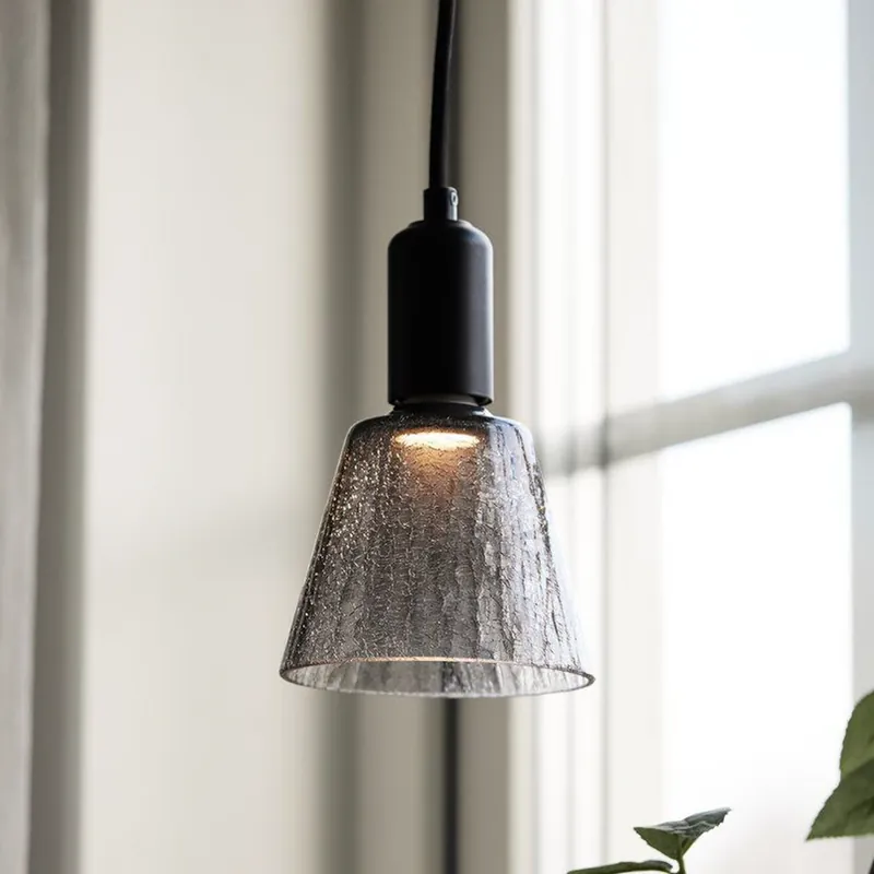 PR Home hanglamp Tilda, rookgrijs, Ø 12,5 cm, glazen plug Koop Online