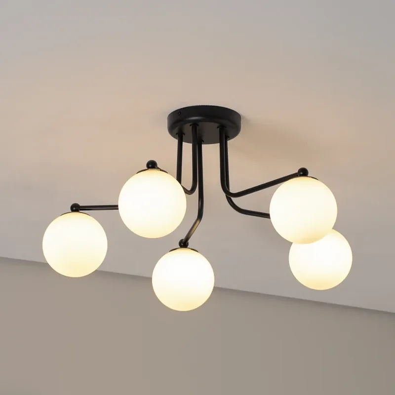 Goedkoop Astral plafondlamp, zwart, lengte 64 cm, staal/glas