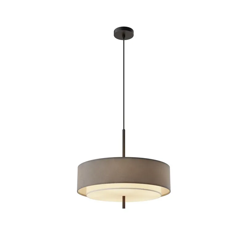 Actieprijs Hanglamp Maytoni Bergamo, grijs/zwart, Ø 50 cm, linnen