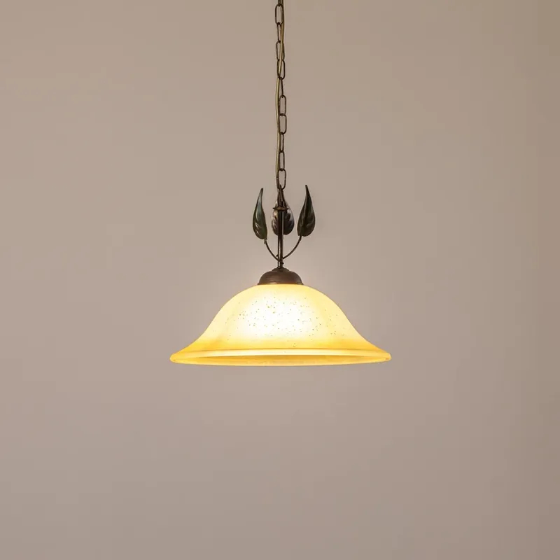 Hanglamp Mira, crème/brons, glas, Ø 40 cm, E27 Actieprijs