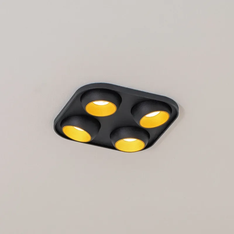 Flitsaanbieding Bega LED inbouwspot Studio Line zwart/messing, 4-lamps.