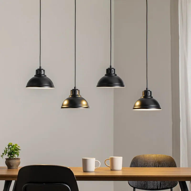 Beperkt Aanbod Hanglamp Sven, 4-lamps, zwart, staal, E27