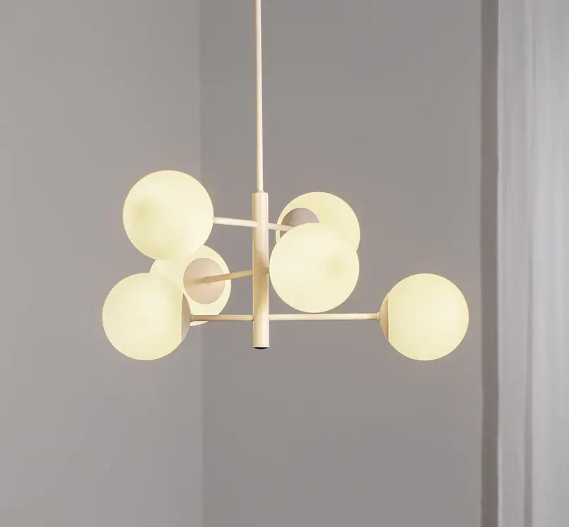 Aurora hanglamp, wit, Ø 60 cm, 6-lamps, glas, E14 Flitsaanbieding