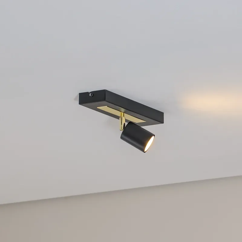 Beperkte Voorraad Plafondspot Rodez, zwart/goud, lengte 30 cm, staal