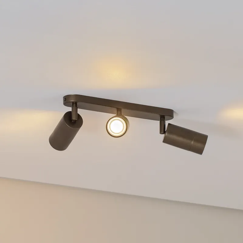 Merkproduct Plafondspot Link, titanium-goudkleurig, lengte 33 cm, 3-lamps.