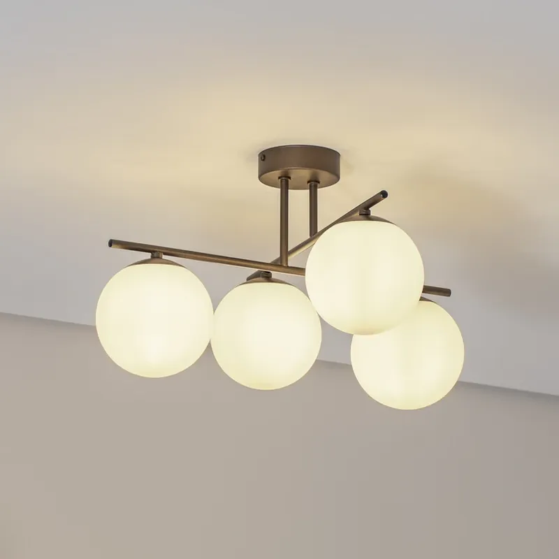 Aurora plafondlamp, bruin, Ø 50 cm, 4-lamps, glas, E14 Merkproduct