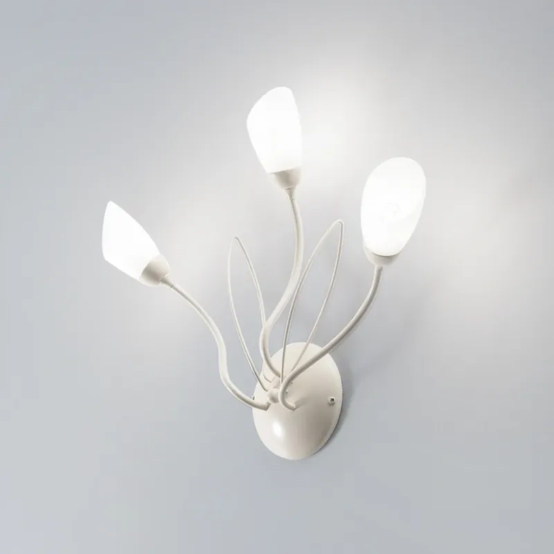 Flitsaanbieding Wandlamp Gloriosa, crème, glas, 3-lamps