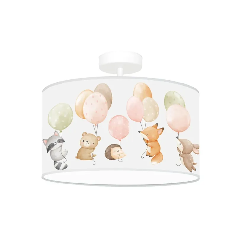 Superprijs Freddy hanglamp, Ø 35 cm, kleurrijk, dieren, stof, E27