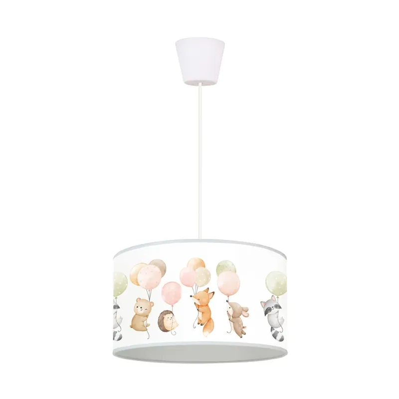 Speciale Aanbieding Freddy hanglamp, Ø 35 cm, stof, kleurrijk, dieren, E27