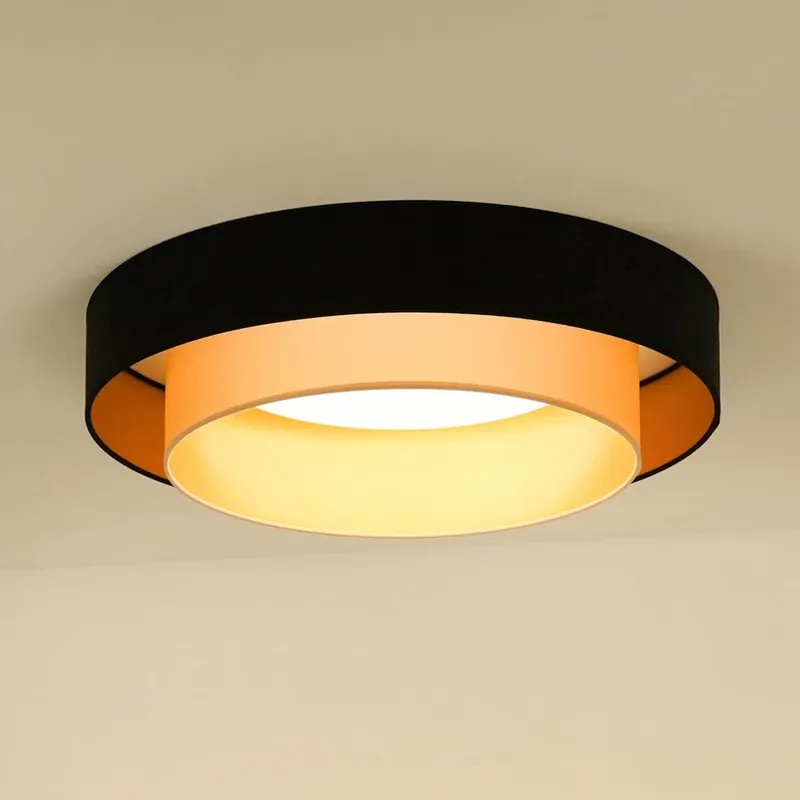 Betaalbaar LED plafondlamp Luneta fluweel zwart/goud, Ø 60 cm 3-traps dimbaar