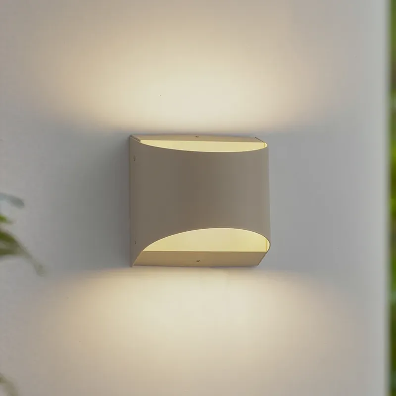 Voordeelprijs Lindby LED buiten wandlamp Lenore, beige, metaal, 13,5 cm