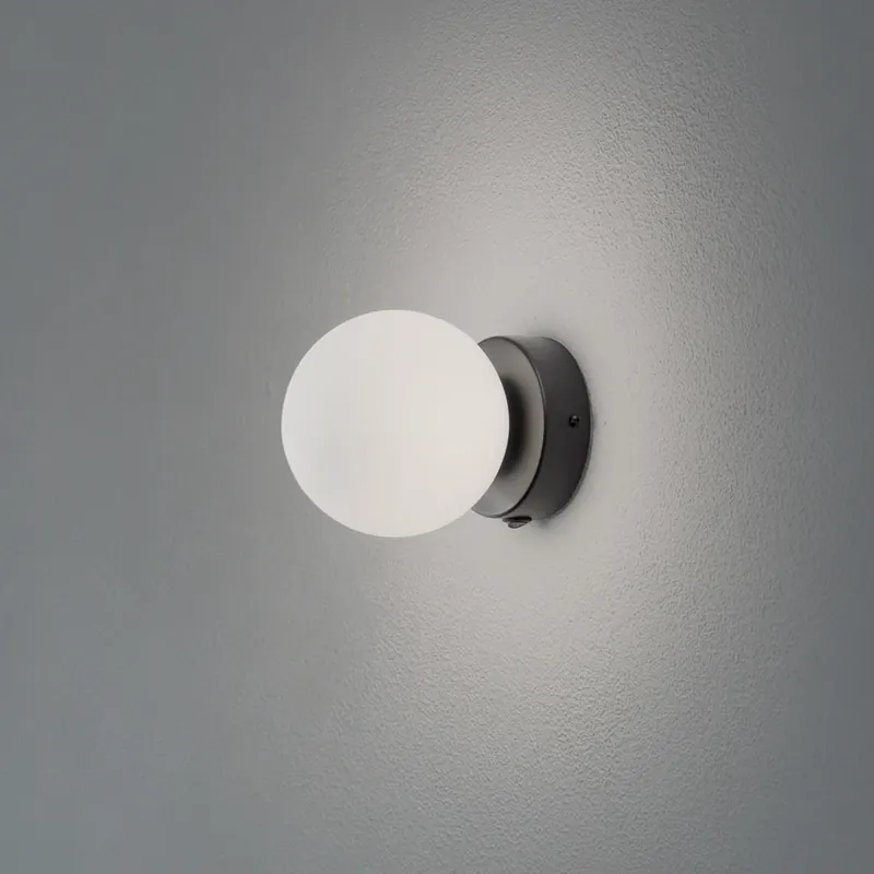 Wandlamp You, zwart, Ø 12 cm, staal/glas Koopje