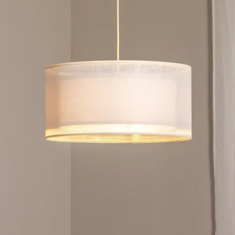 Hete Deal Duo Den Light hanglamp, crème, Ø 50 cm, linnen, PVC
