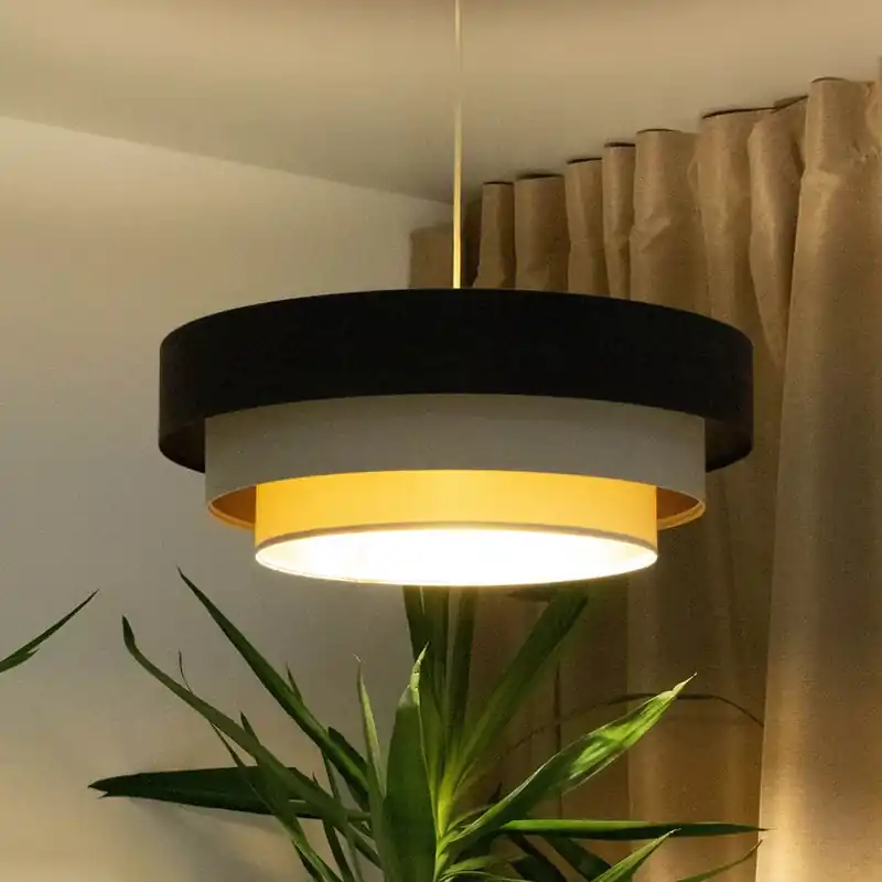 Lage Kosten Triniti hanglamp, bruin/beige/crème, Ø 60 cm, textiel