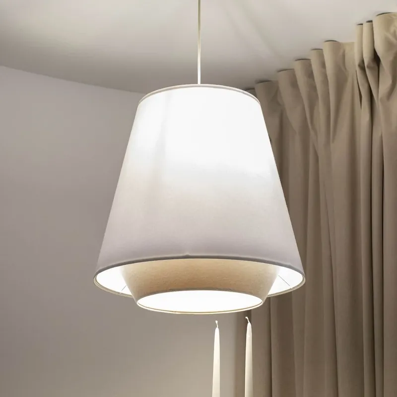 Sensei doblo hanglamp, wit/beige, Ø 50 cm, textiel Direct Beschikbaar