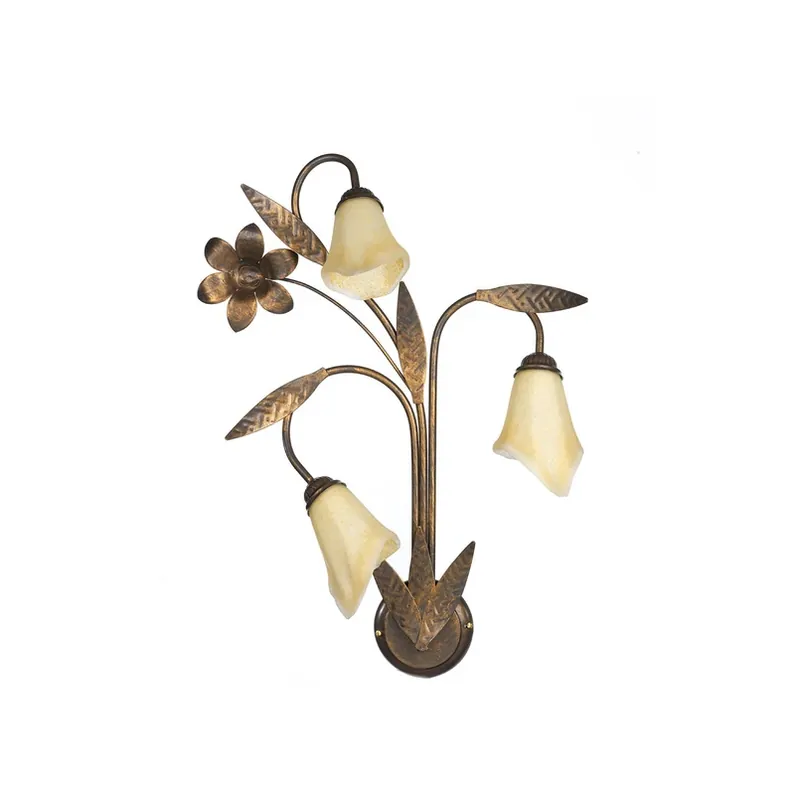 Koopje Alga wandlamp, 3-lamps, ijzer, glas, Florentijn