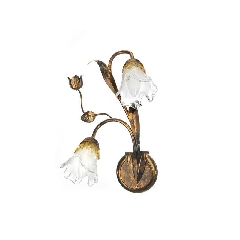 Alleen Vandaag Arianna wandlamp, bronskleurig, 2-lamps, ijzer, glas