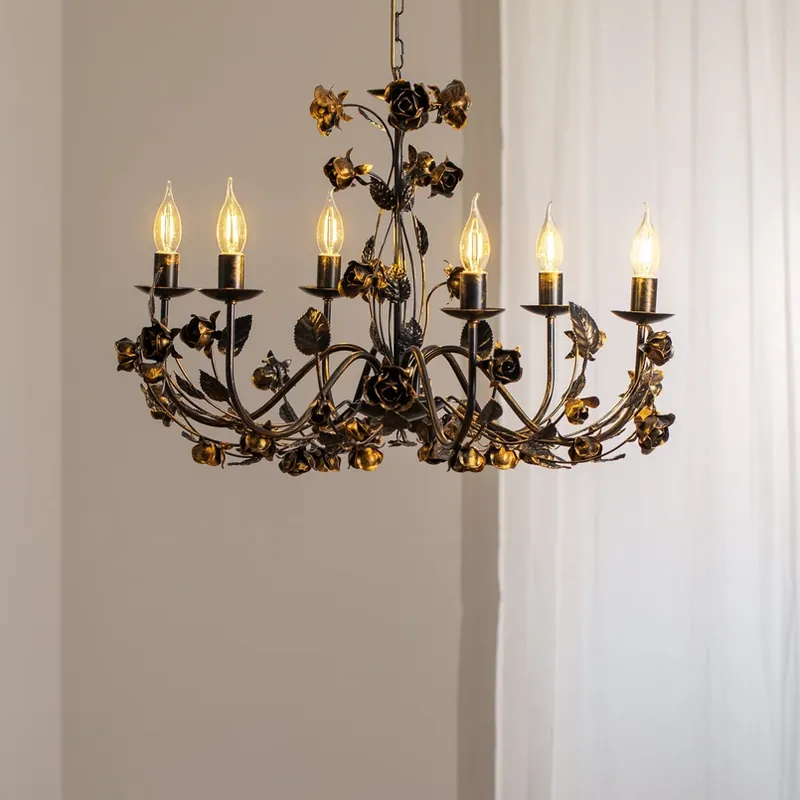 Meest Verkocht Kroonluchter Carolina, bronskleurig, 6-lamps, ijzer