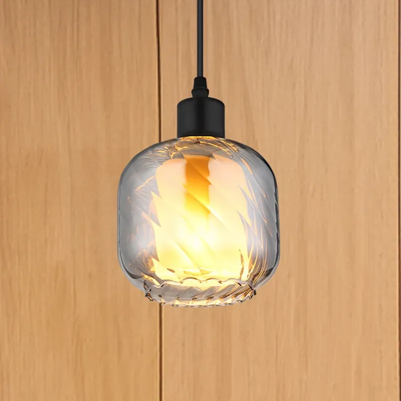 Veilige Betaling Hanglamp Xia, Ø 14 cm, rookgrijs, glas