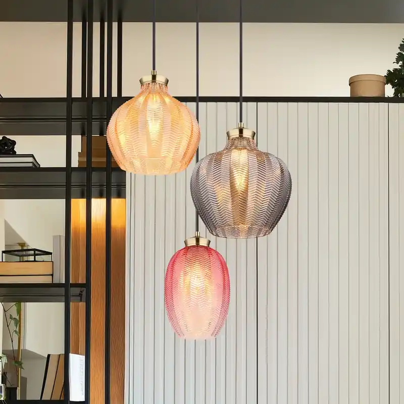 Hanglamp Jessica, Ø 45 cm, kleurrijk, 3-lamps, glas Express Levering