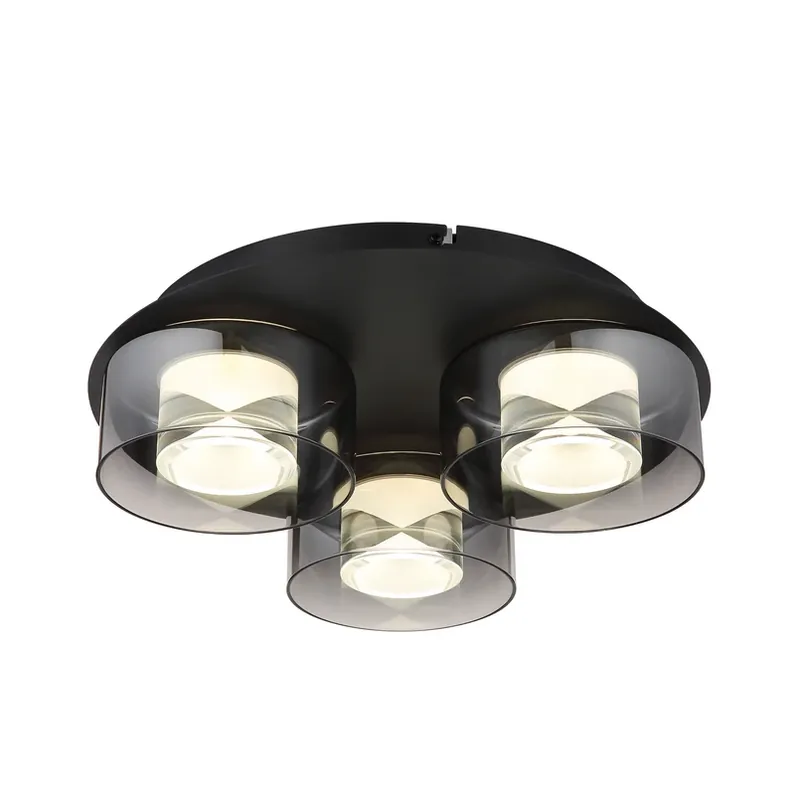 Betrouwbaar Belinda LED plafondlamp, Ø 38 cm, rookgrijs, 3-lamps, glas