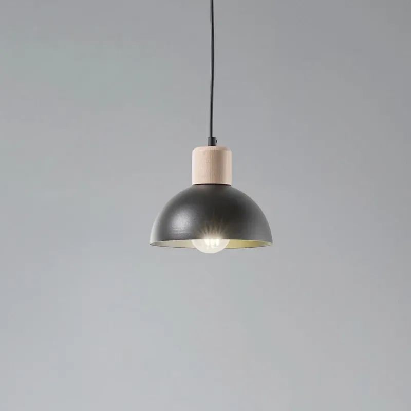 Seco hanglamp, Ø 18 cm, zwart, metaal/hout Merkproduct