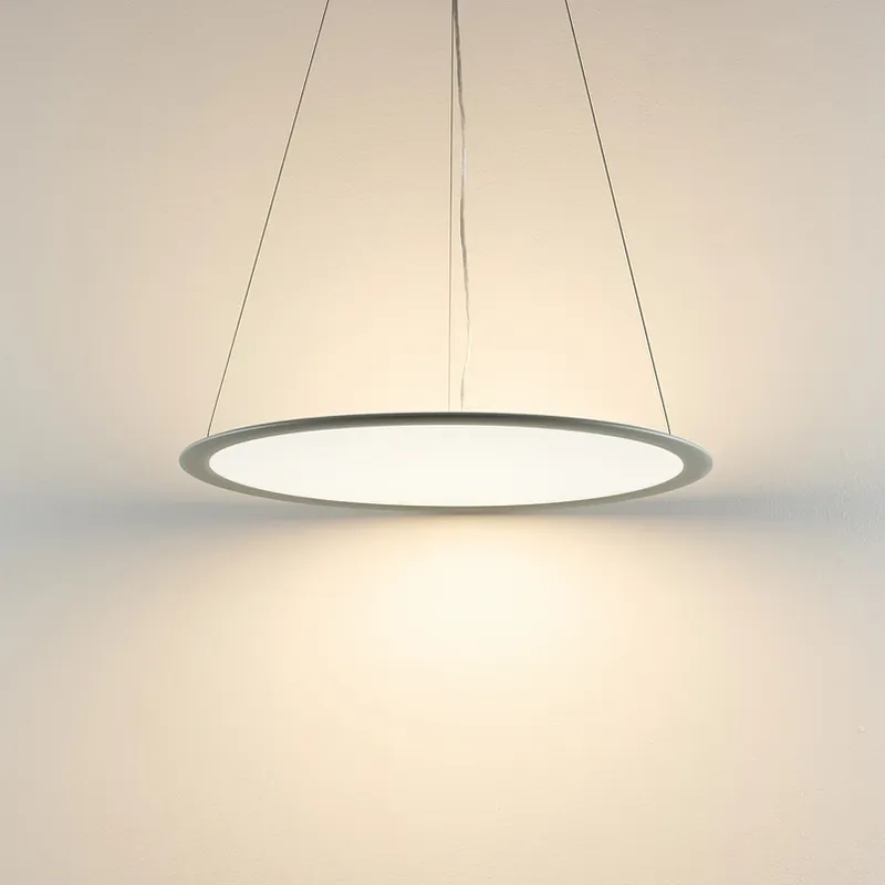 LED hanglamp PANEL, grijs, Ø 63 cm, metaal, CCT, dimbaar, 50 W Gecertificeerd