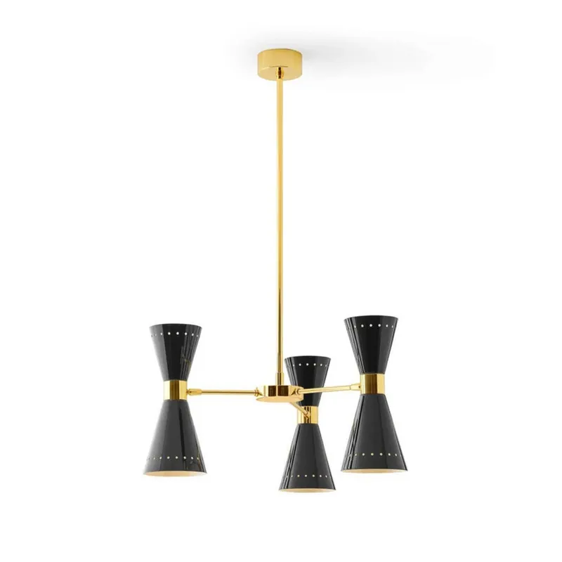 Finale Uitverkoop Stilnovo hanglamp Megafono, zwart, lengte 54 cm, 6-lamps.