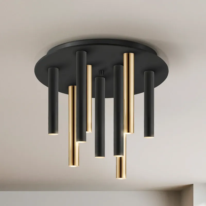 LED plafondlamp Varas dimbaar, 9-lamps, goud/zwart, metaal Alleen Vandaag