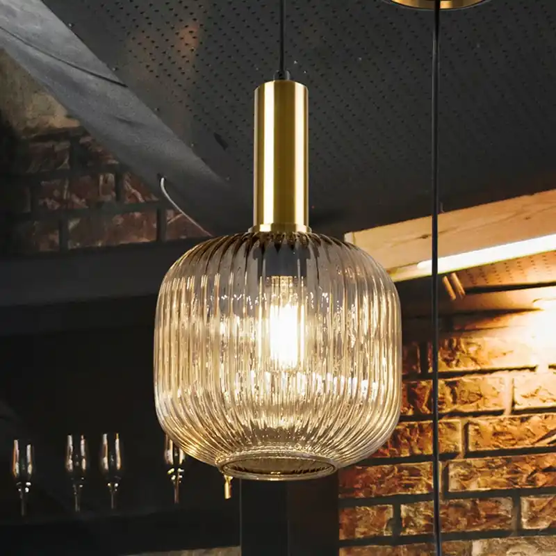 Hanglamp Norma, Ø 20 cm, zwart/oranje, glas, E27 Shop Nu