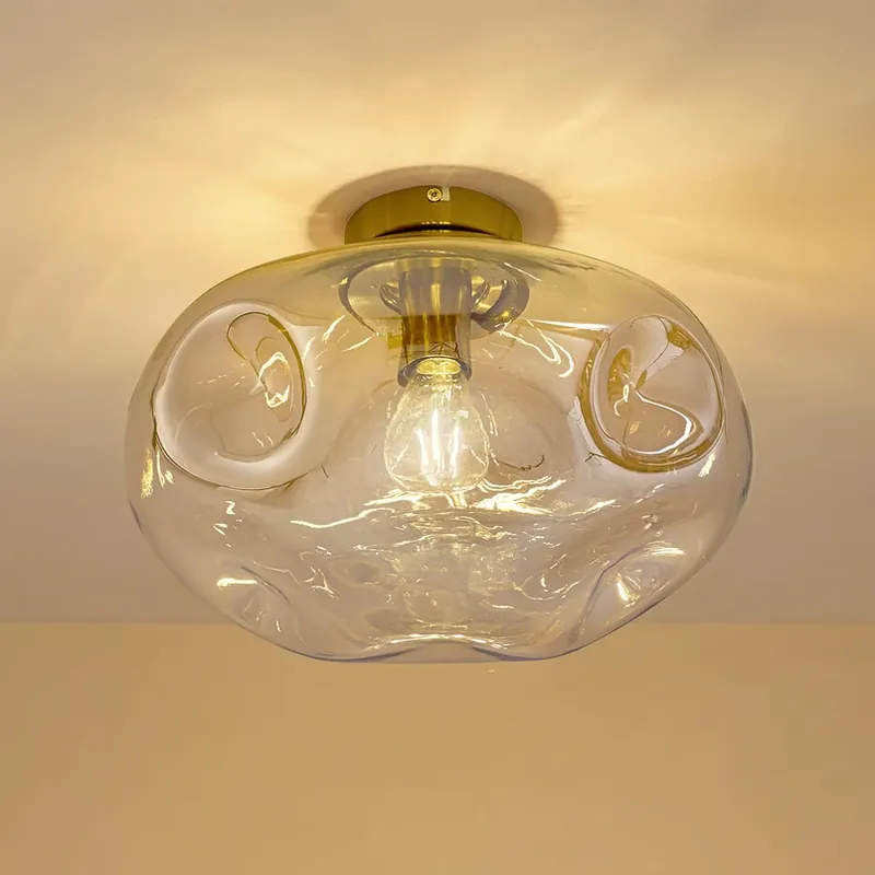 Lindby plafondlamp Lelia, amber, glas, Ø 35 cm Superprijs