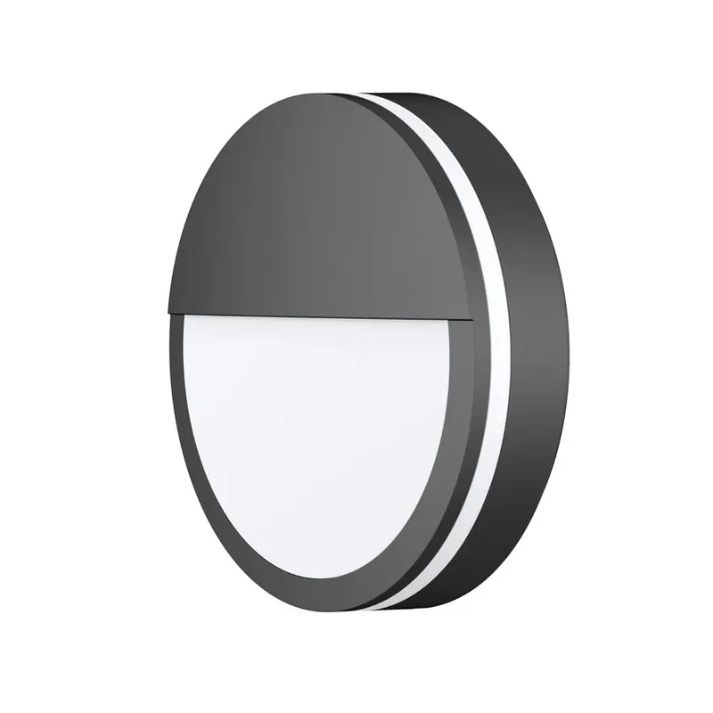 Direct Beschikbaar LED buiten wandlamp CMD 9085, antraciet, Ø 25 cm, lens
