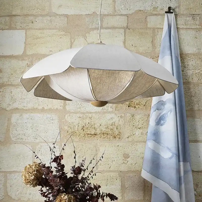 Veilige Betaling MARKET SET hanglamp Coquillage, 110 cm crèmekleurig, linnen