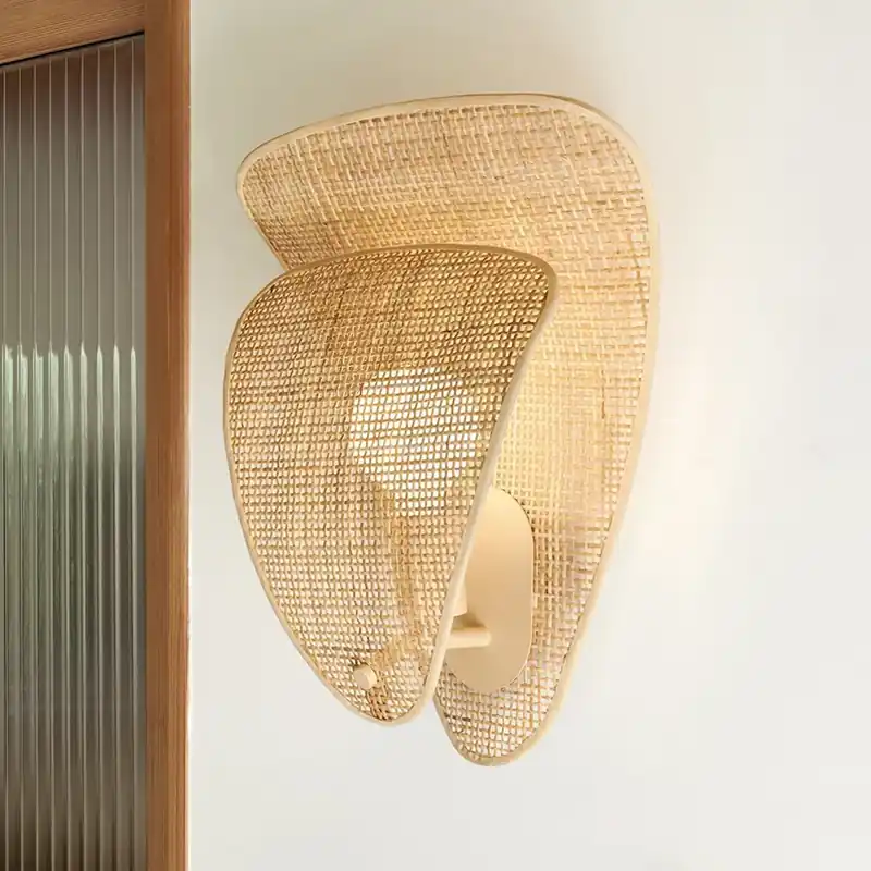 Dagaanbieding MARKET SET wandlamp Coquillage, naturelkleurig, 33 cm, rotan