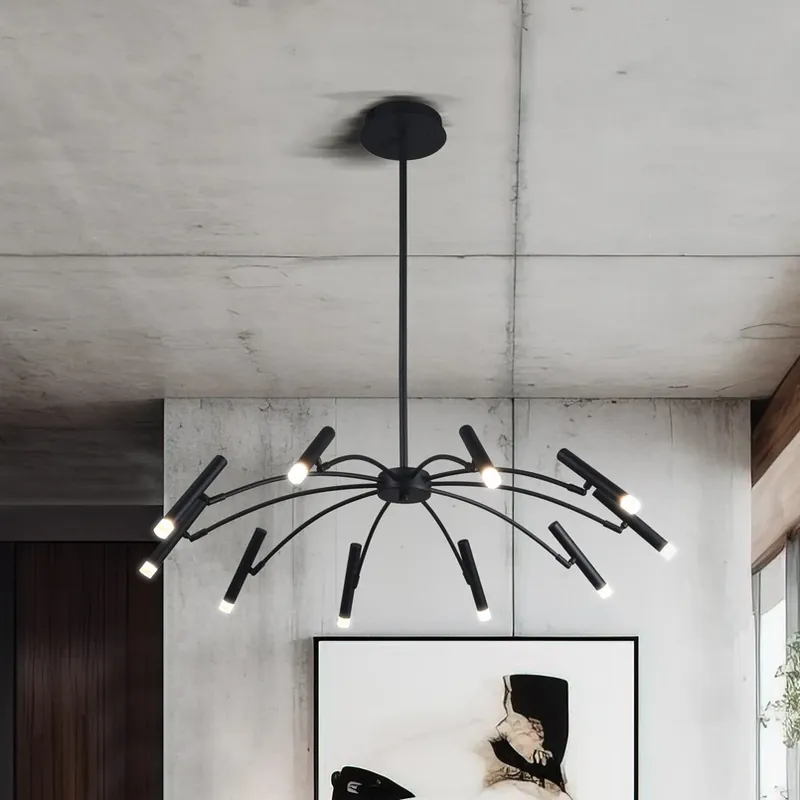 LED hanglamp Secret, zwart, Ø 80 cm, metaal, 10-lamps. Shop Nu