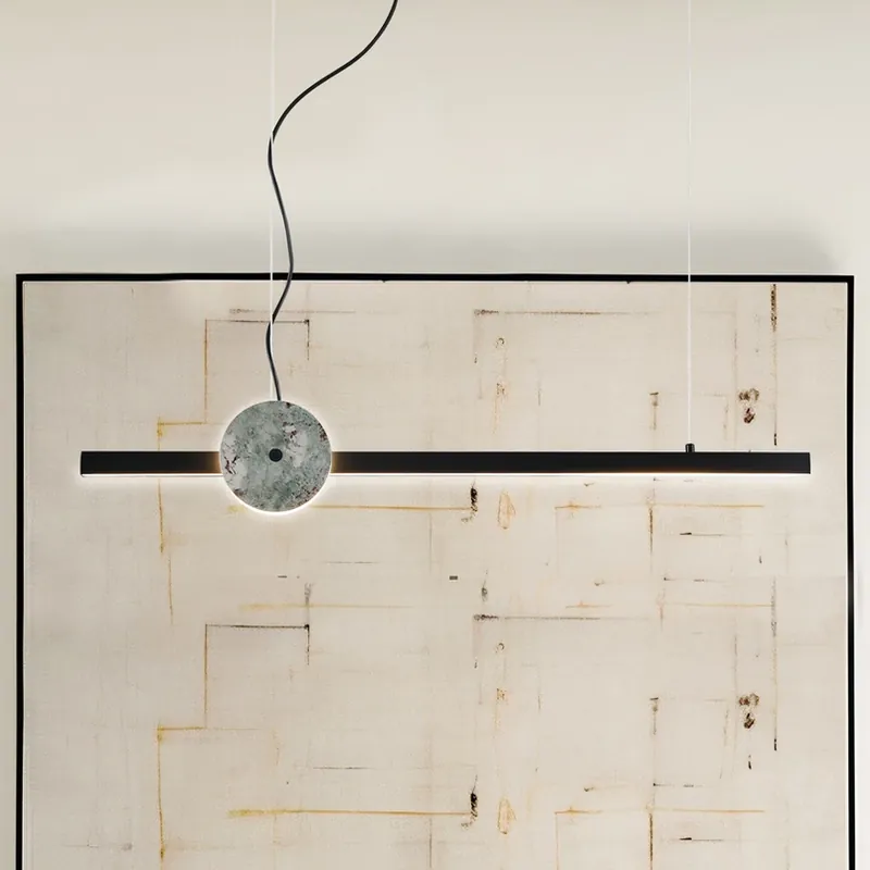Beperkte Voorraad LED hanglamp Anais, zwart/groen, lengte 100 cm, kunststeen