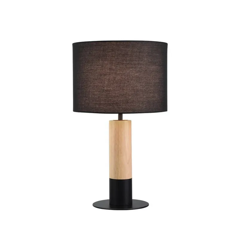Gratis Retour Tafellamp Carroll, hout licht/zwart, hoogte 43 cm, stof