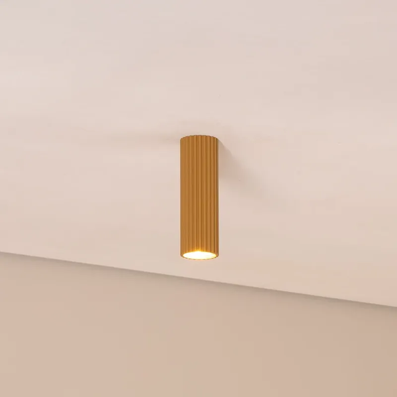 Snelle Levering Carbon plafondlamp, goudkleurig, hoogte 20 cm, aluminium
