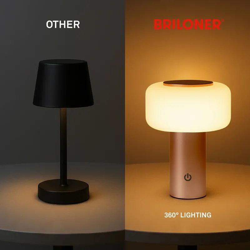 LED tafellamp op accu Juna, bruin, IP44, dimbaar, 20 cm Beperkt Aanbod